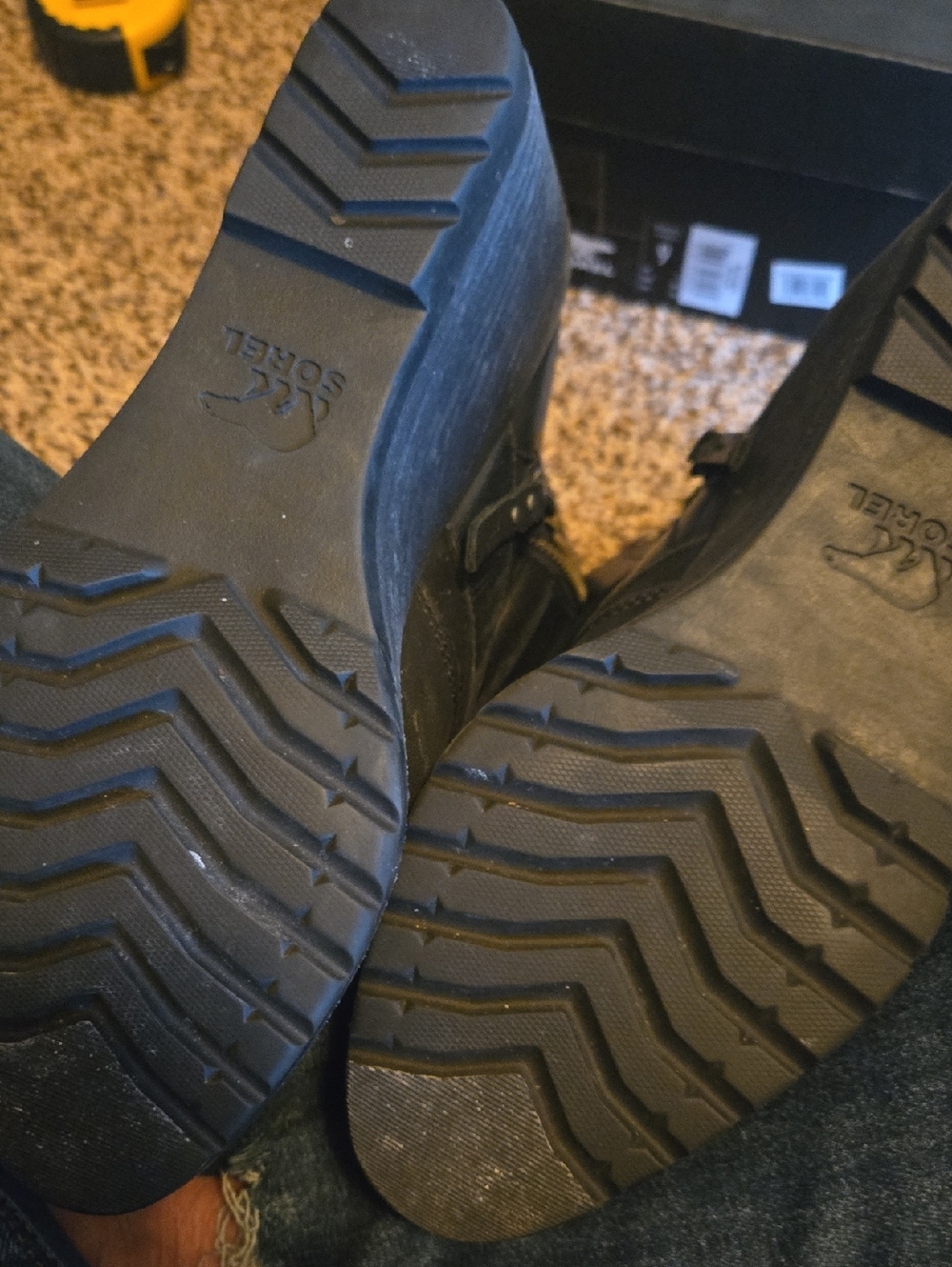 Sorel Women's Black Leather Strap Mid-Calf Combat Boots From Nordstrom - Picture 4 of 7